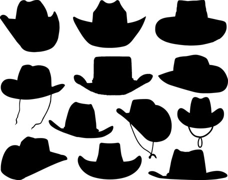Set of Cowboy Hats Silhouette