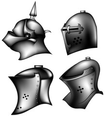 set of ancient helms, this illustration may be useful as designer work