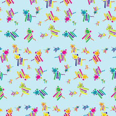 Cute lions in a colorful seamless background pattern