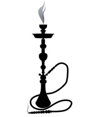 black silhouette of a hookah on a white background