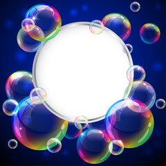 Vector illustration - soap bubbles frame. Eps10 vector file, contains transparent objects and opacity mask.