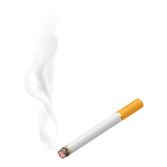 Realistic burning cigarette.  Illustration on white background