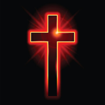 Christian symbol of the crucifix. Illustration on black background