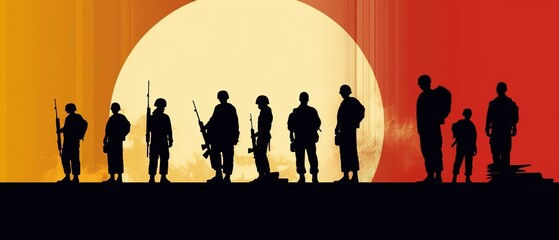 Fototapeta na wymiar Veteran's day illustration poster. Honoring all who served. November 11. Ai Generated.