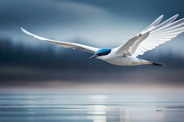 Fototapeta premium A close-up of a bird's wings in mid-flight, capturing the elegant and dynamic movement