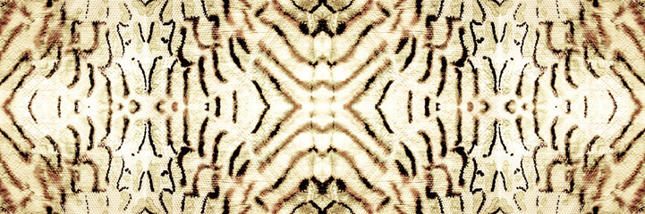 Brown Leather. Yellow Snake Skin Background.