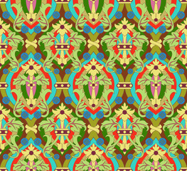 Beautiful colorful floral vintage wallpaper. Seamless pattern.