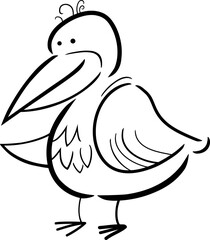 cartoon doodle illustration of cute bird for coloring book
