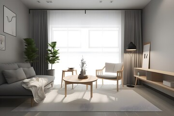 Naklejka na ściany i meble aesthetic living room. generative Ai