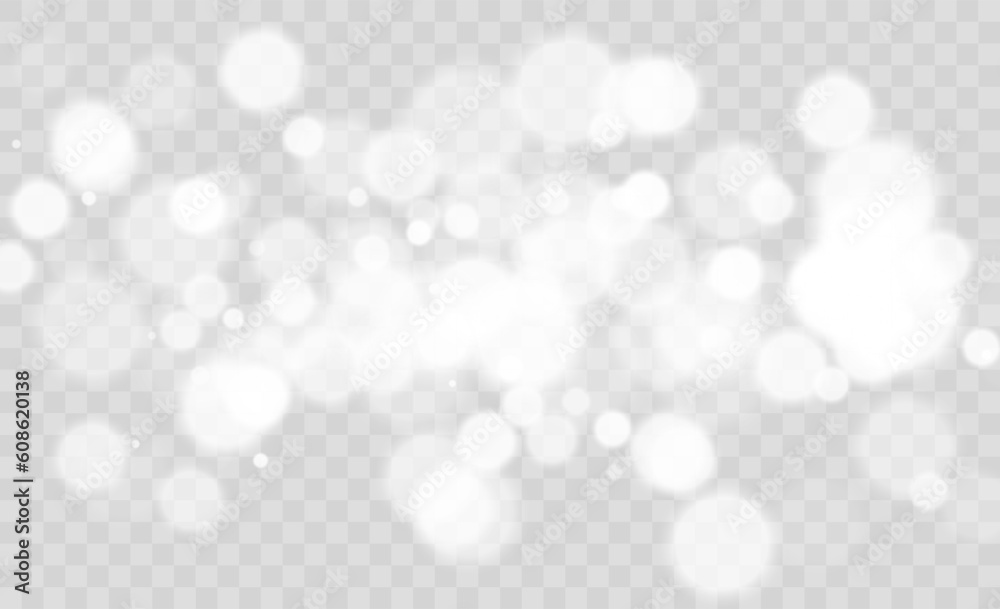 Wall mural light abstract glowing bokeh lights. light bokeh effect isolated on transparent background. christma