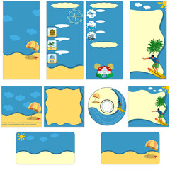 Fototapeta premium Travel stationary template - Travel stationary - brochure design, CD cover design and business card design in one package and fully editable.
