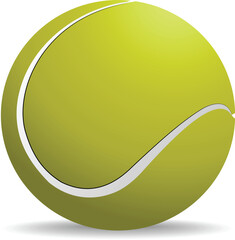 Yellow-green tennis ball on white isolated background. Vector illustration