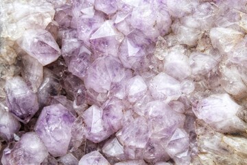 Close-up of natural violet amethyst druse geode mineral crystal unpolished semi-precious gemstone....