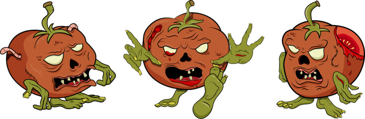 Obraz premium Vector tomato zombie