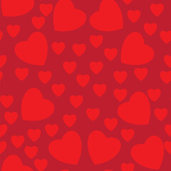 Seamless texture of hearts. Illustration on red background