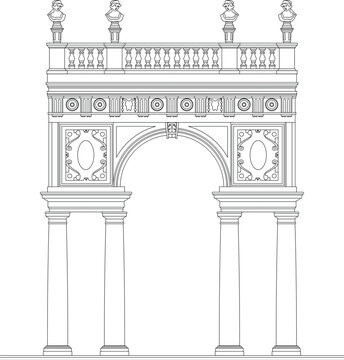 Ancient Antic Arch Composition With Statues Doric style