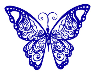 An artistic pattern with butterfliy, suitable for a tattoo.