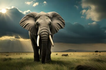 Fototapeta na wymiar elephant in the sun