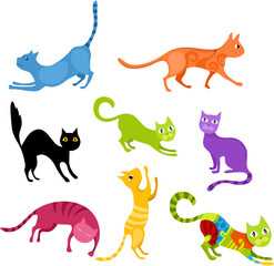vector illustration of a cat set