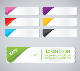 Vector set of colored stickers, ribbons options for different samples
