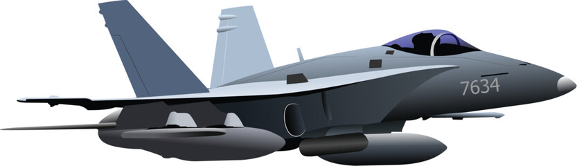 Fototapeta na wymiar Combat aircraft. Team. Colored vector illustration for designers
