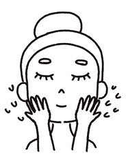 line drawing icon symbol cute cartoon woman washing face