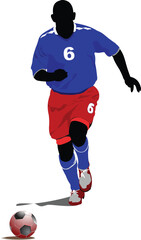 Soccer players. Colored Vector illustration for designers