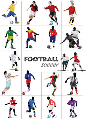 The big set of soccer (football) players. Colored vector illustration for designers