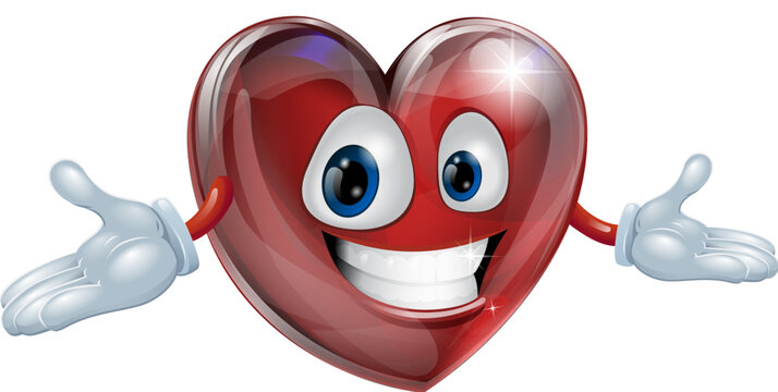 Illustration of a cute smiling heart cartoon man character