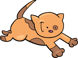cartoon illustration of cute running spotted kitten