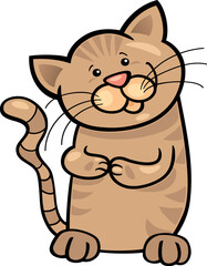 Obraz premium cartoon illustration of cute brown tabby kitten