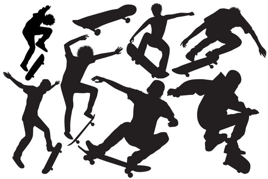 Set of skateboard jump on a white background-vector