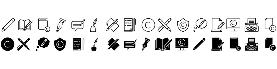 Copyrighting icon vector set. copy writing illustration sign collection. write symbol or logo.