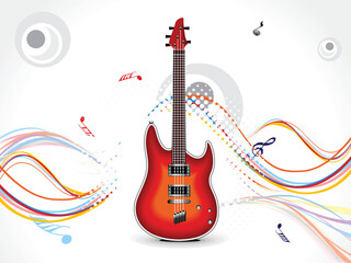 abstract wave background with guitar vector illustration