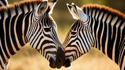 Fototapeta na wymiar two zebras together. generative ai