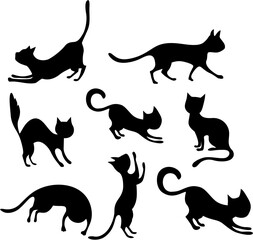 vector illustration of a cute cat set