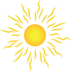 Stylish sun with rays isolated on white background. Vector illustration