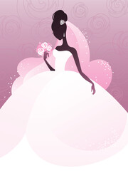 Vector illustration of a young bride silhouette