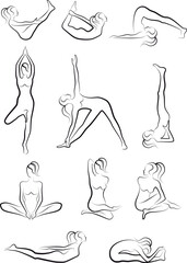 set of yoga poses, vector illustration