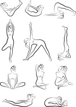 set of yoga poses, vector illustration