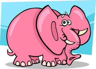 Cartoon Humorous Illustration of Cute Pink Elephant