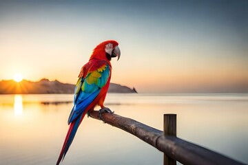 A curious and playful parrot engaging in its intelligent antics, showcasing its vibrant feathers and charming personality