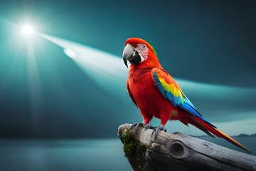 A curious and playful parrot engaging in its intelligent antics, showcasing its vibrant feathers and charming personality