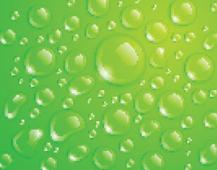 Clean water drop background on green surface