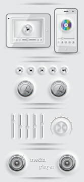Media icons and buttons. EPS 10 vector illustration.