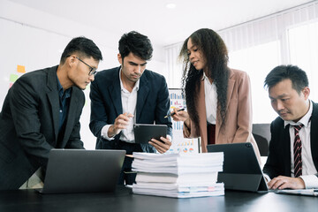 Business project team working together at meeting room at home office in the morning.