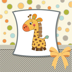 birthday card with giraffe toy