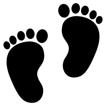 Baby footprint - black small feet icons iolated on white background.