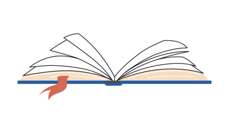 Book or notebook line concept. Learning, education and training. Knowledge and information, encyclopedia. Sticker for social networks. Linear flat vector illustration isolated on white background