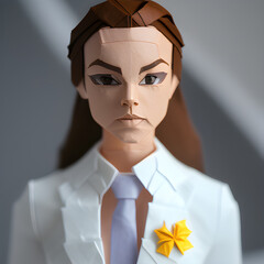 woman office worker in a suit. in the technique of origami. generative ai